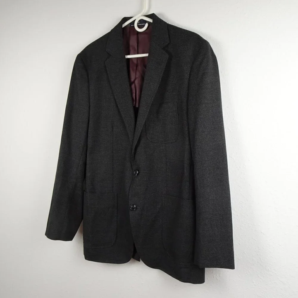 Hart Schaffner Marx Sport Jacket Men's 44R Size L Gray Executive Office Classic